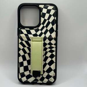 Walli Cases iPhone 14 Pro Max Case with Wallet and Finger Strap in Checkered Pri